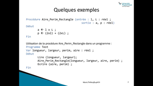 Cours INFORMATIQUE - LICENCE 1 - Vidéo 7 : les procédures