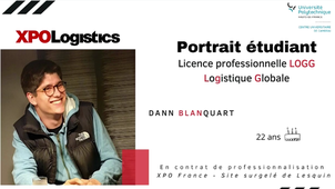 Portrait de Dann Blanquart, étudiant en Licence Professionnelle Logistique Globale (LOGG) et en contrat de professionnalisation à XPOLogistics
