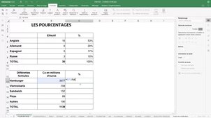 ONLYOFFICE TABLEUR POURCENTAGE 1
