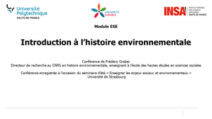 F.Graber - introduction à l'histoire environnementale, séminaire d'été EESE Strasbourg