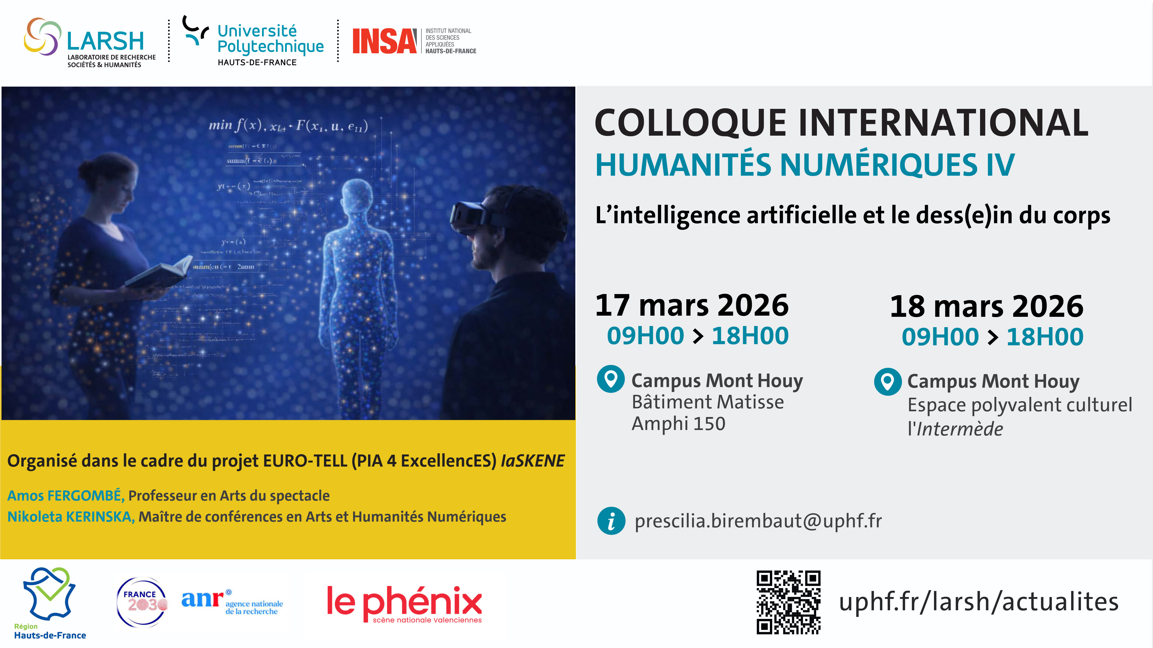 Bannière Humanités Numériques IV - L'intelligence artificielle et le dess(e)in du corps